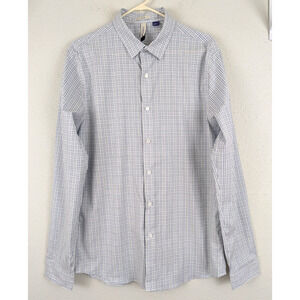 New Artefact sz L Tall Slim Shirt tiny plaid print buttons long sleeves 4365